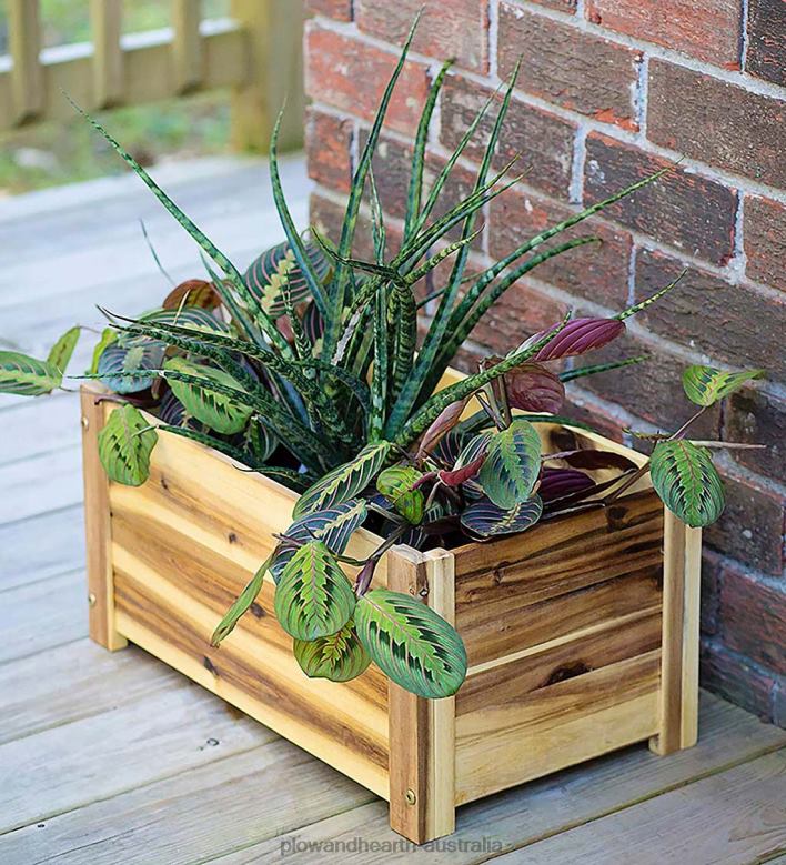 Plow & Hearth Rectangle Acacia Wood Planter P22BD918 Yard & Garden