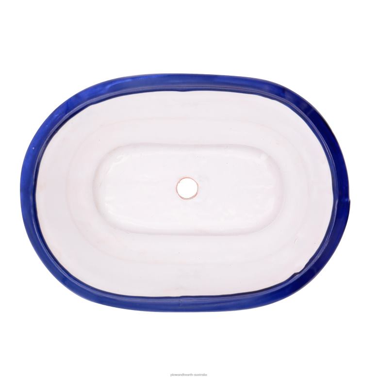 Plow & Hearth White and Navy Talavera Ledge Planter P22BD972 Yard & Garden