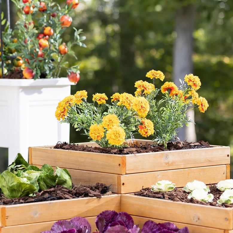 Plow & Hearth Wooden Four-Cube Self-Contained Raised Bed Garden Planter P22BD909 Yard & Garden