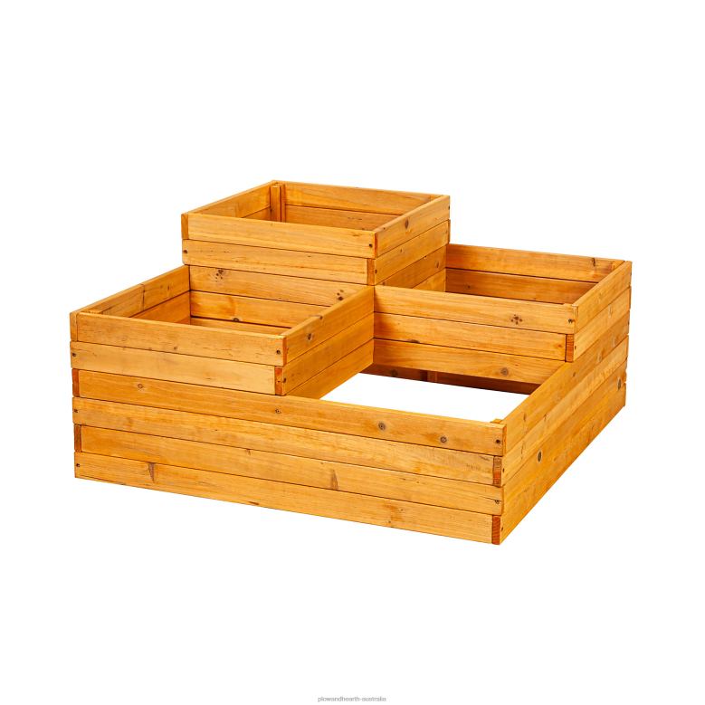 Plow & Hearth Wooden Four-Cube Self-Contained Raised Bed Garden Planter P22BD909 Yard & Garden