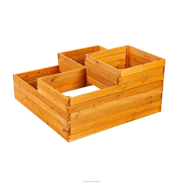 Plow & Hearth Wooden Four-Cube Self-Contained Raised Bed Garden Planter P22BD909 Yard & Garden