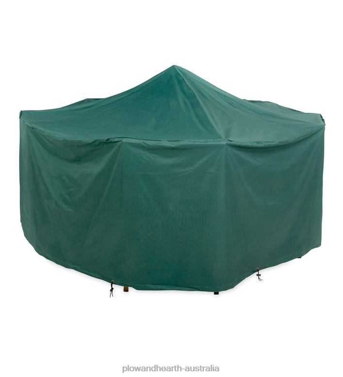 Plow & Hearth Classic Outdoor Furniture All-Weather Cover for X-Large Round Table & Chairs - Green P22BD1067 Yard & Garden