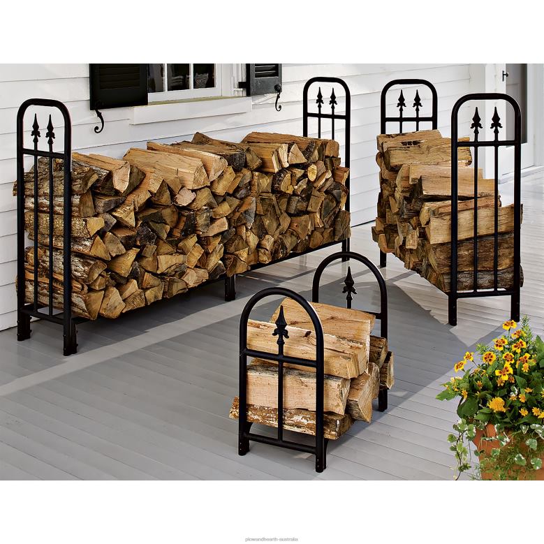 Plow & Hearth Heavy Duty Steel Wood Rack with Finial Design P22BD1003 Yard & Garden