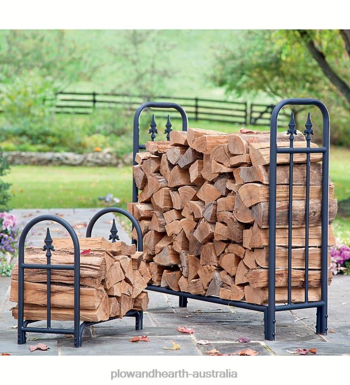 Plow & Hearth Heavy Duty Steel Wood Rack with Finial Design P22BD1003 Yard & Garden