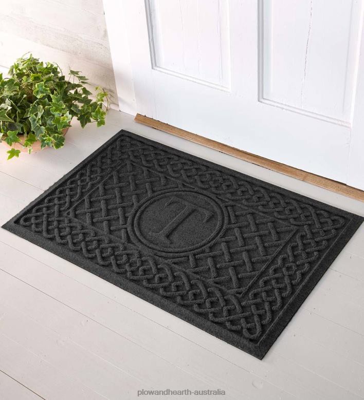 Plow & Hearth Waterhog Cable Weave Doormat with Single Initial, 2' x 3' - Navy P22BD1008 Yard & Garden