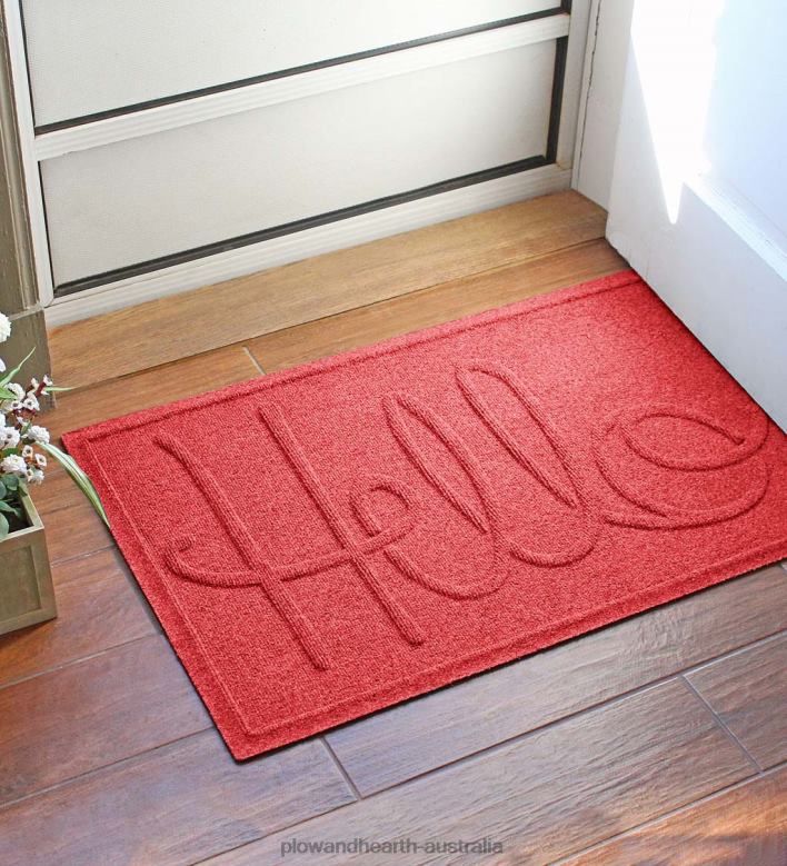 Plow & Hearth Waterhog Indoor/Outdoor Hello Doormat, 2' x 3' - Blue P22BD1041 Yard & Garden