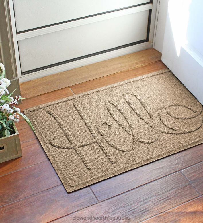 Plow & Hearth Waterhog Indoor/Outdoor Hello Doormat, 2' x 3' - Blue P22BD1041 Yard & Garden