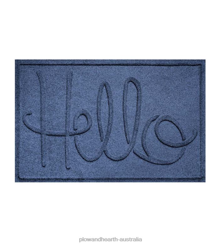 Plow & Hearth Waterhog Indoor/Outdoor Hello Doormat, 2' x 3' - Blue P22BD1041 Yard & Garden