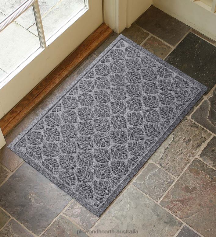 Plow & Hearth Waterhog Machine Washable Leaf Doormat - Coal P22BD1020 Yard & Garden