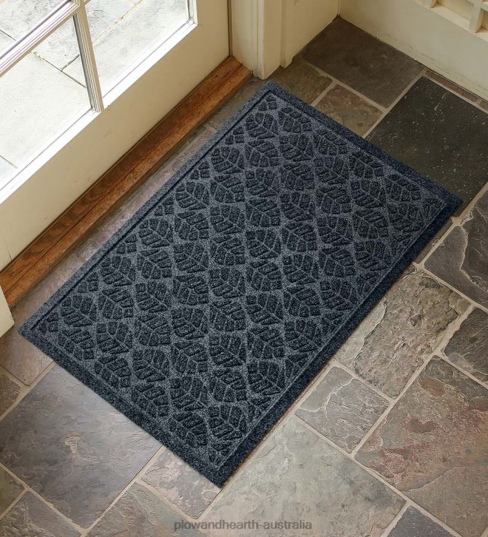 Plow & Hearth Waterhog Machine Washable Leaf Doormat - Coal P22BD1020 Yard & Garden