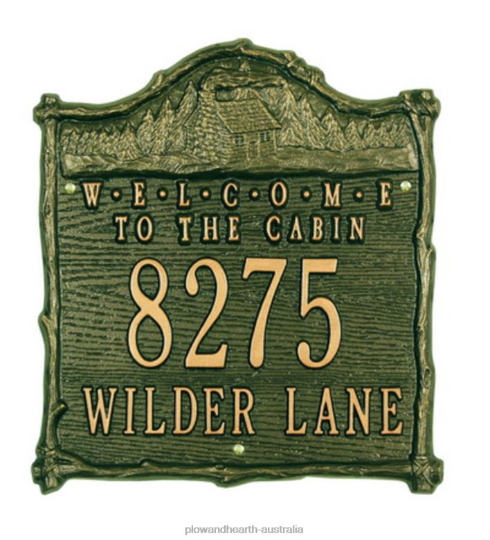 Plow & Hearth American-Made Welcome To The Cabin Address Plaque In Cast Aluminum - Black P22BD727 Yard & Garden