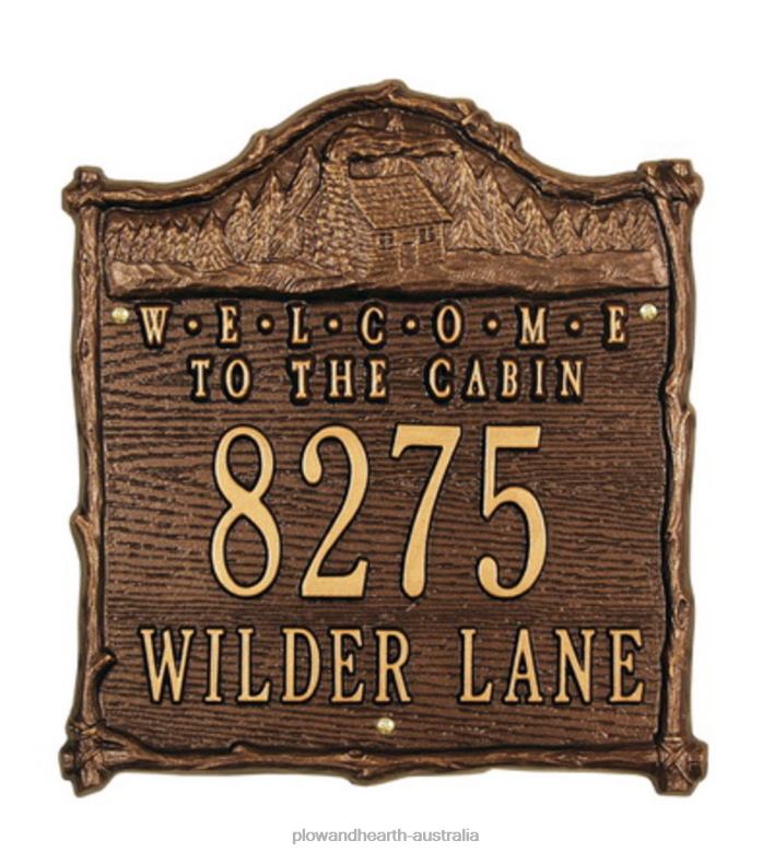 Plow & Hearth American-Made Welcome To The Cabin Address Plaque In Cast Aluminum - Black P22BD727 Yard & Garden