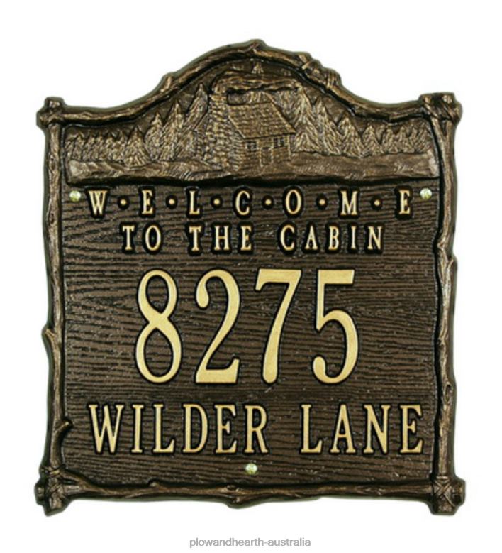 Plow & Hearth American-Made Welcome To The Cabin Address Plaque In Cast Aluminum - Black P22BD727 Yard & Garden