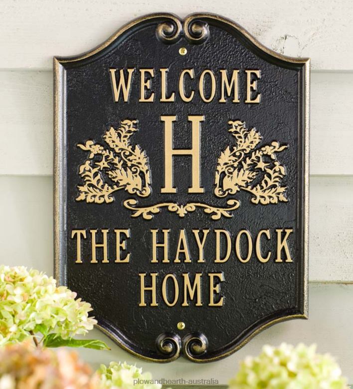 Plow & Hearth Cast Aluminum Monogram Welcome Plaque With Monogram - Black P22BD715 Yard & Garden