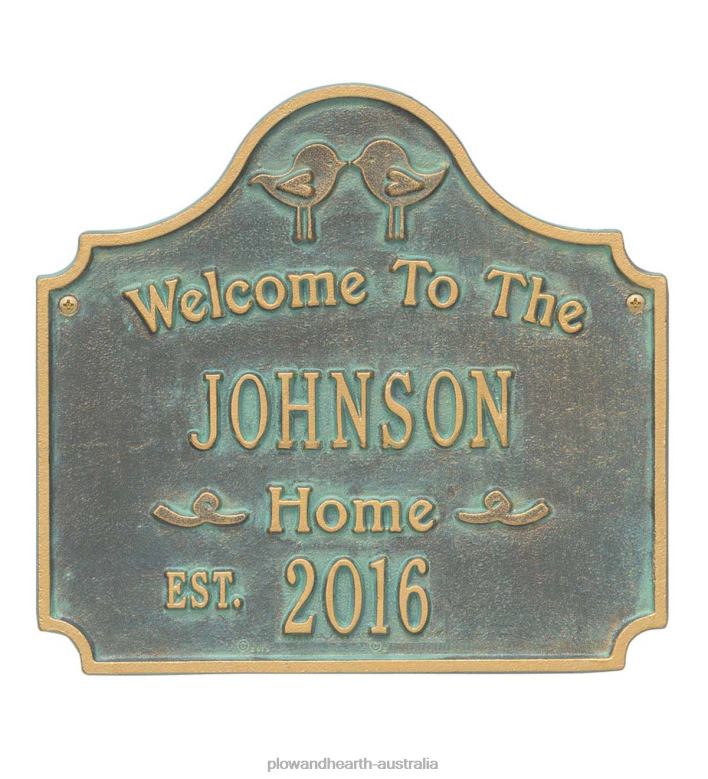 Plow & Hearth Cast Aluminum Personalized Love Birds House Plaque - Antique Bronze P22BD704 Yard & Garden