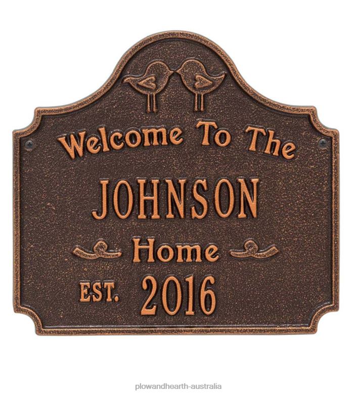 Plow & Hearth Cast Aluminum Personalized Love Birds House Plaque - Antique Bronze P22BD704 Yard & Garden
