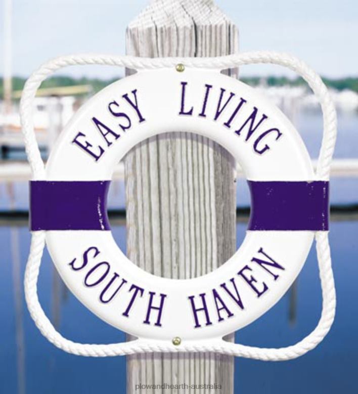 Plow & Hearth Personalized Life Ring Plaque - White P22BD723 Yard & Garden