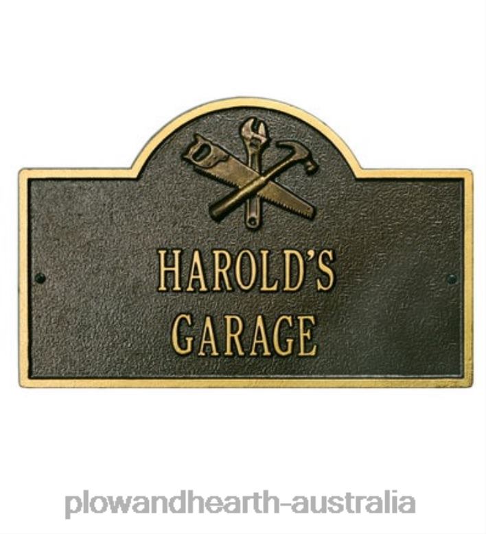 Plow & Hearth Workshop Arch Personalized Plaque - Black/Gold P22BD722 Yard & Garden