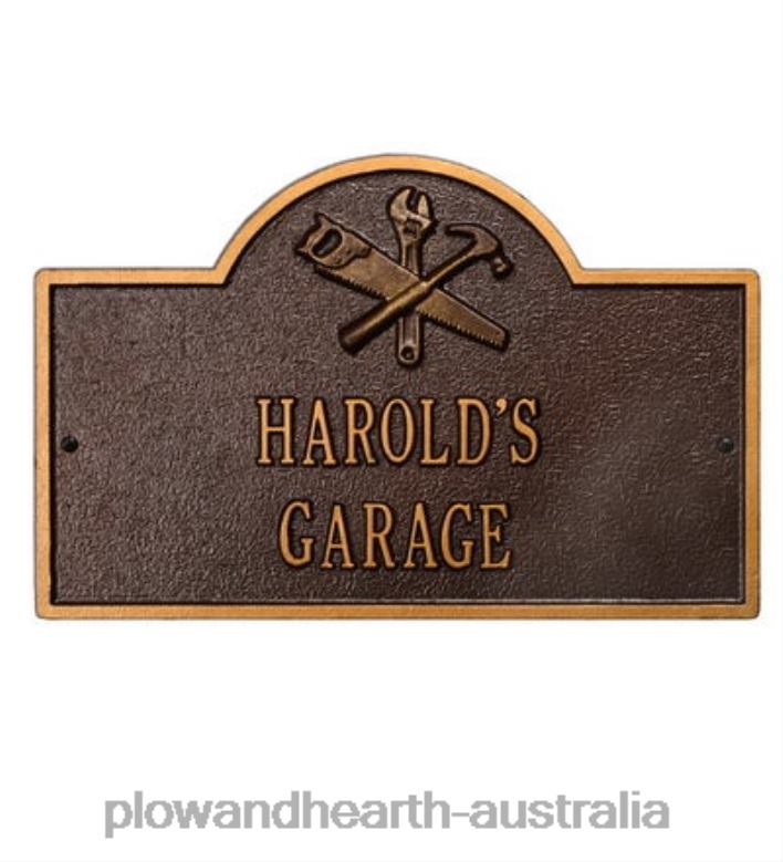 Plow & Hearth Workshop Arch Personalized Plaque - Black/Gold P22BD722 Yard & Garden