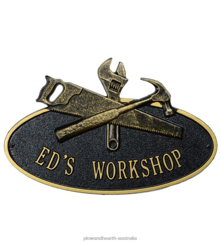 Plow & Hearth Workshop Oval Personalized Plaque - Black P22BD725 Yard & Garden