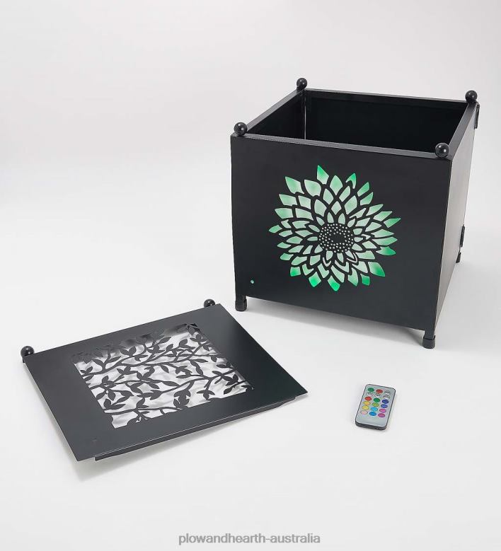 Plow & Hearth Light-Up Metal Planter with Interchangeable Designs P22BD998 Yard & Garden