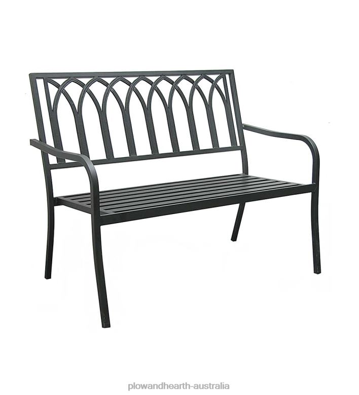 Plow & Hearth Cathedral Metal Garden Bench - Black P22BD686 Yard & Garden