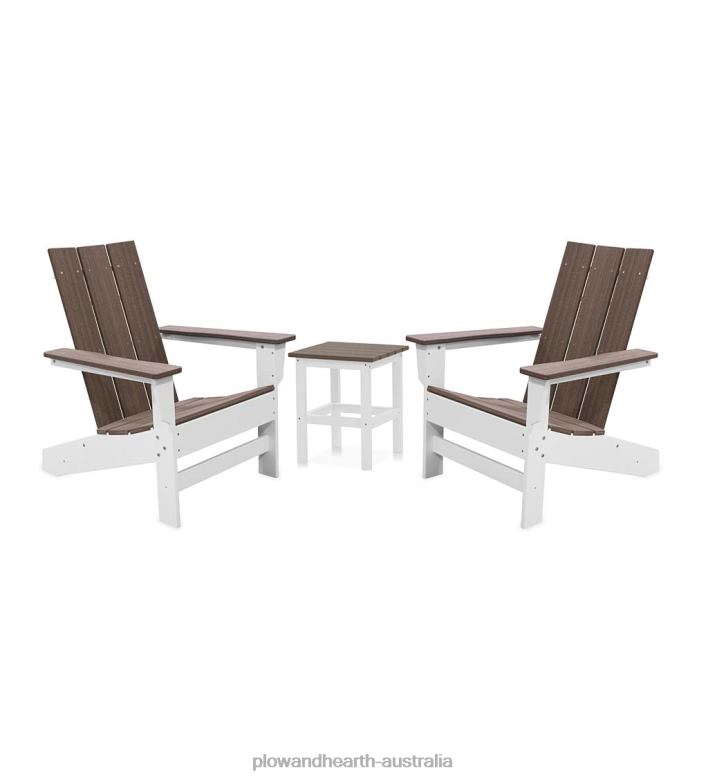 Plow & Hearth May River Outdoor Seating 3-Piece Set - Coastal Gray/White P22BD683 Yard & Garden