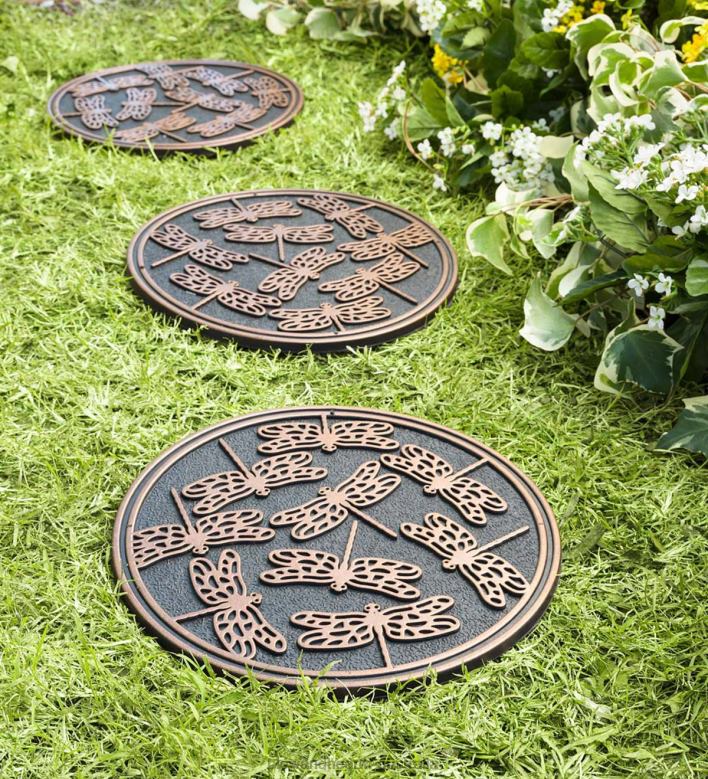 Plow & Hearth Recycled Rubber Stepping Stones, Set of 3 - Golden Bees P22BD690 Yard & Garden