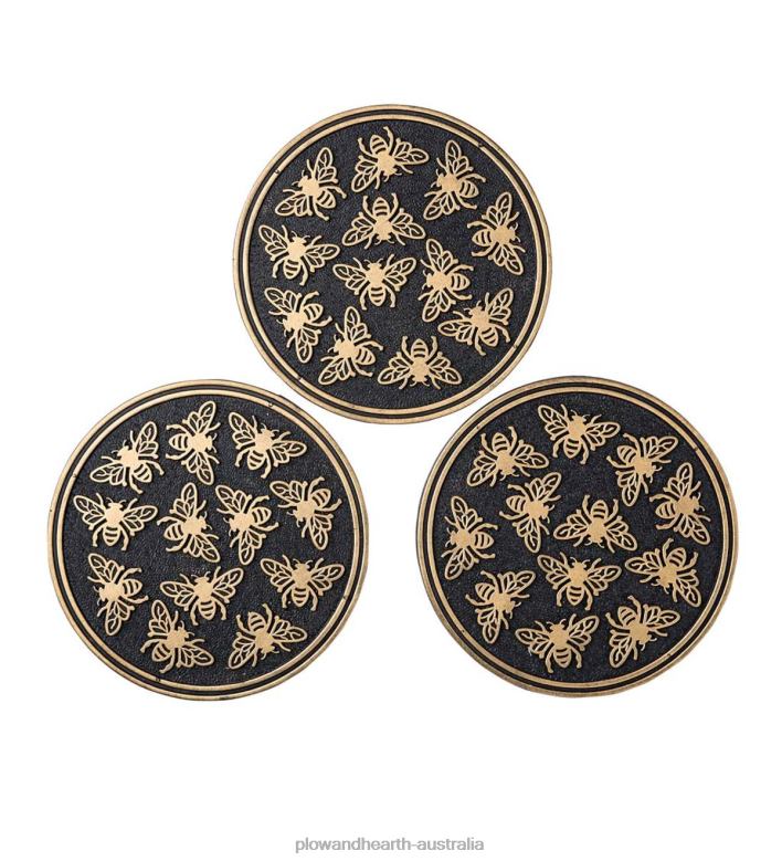 Plow & Hearth Recycled Rubber Stepping Stones, Set of 3 - Golden Bees P22BD690 Yard & Garden